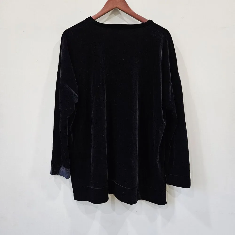Jones New York Womens Whimsygoth Velvet Top Plus Size Black Office Witchy Grunge - Picture 7 of 10